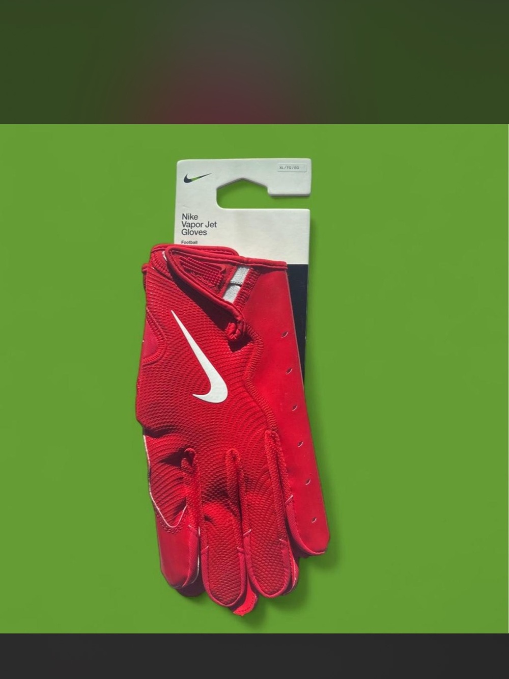 Size XL Nike Vapor Jet Red Football Gloves with White Swoosh